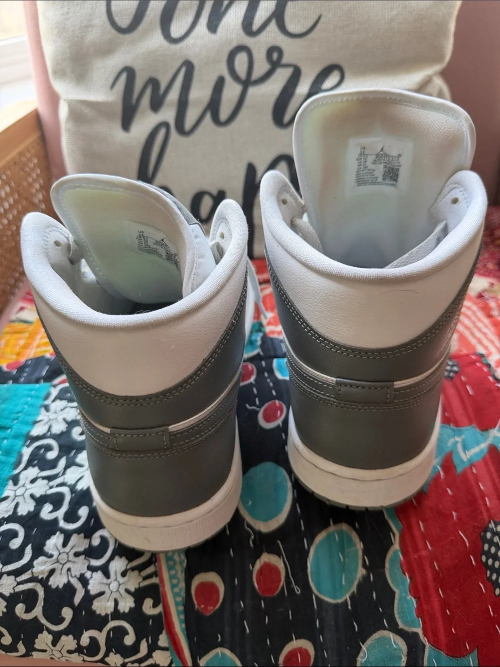 Jordan 1 Mid White and Dark Grey Men's Sneakers